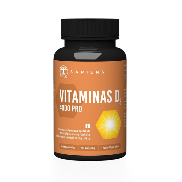 SAPIENS, Vitaminas D PRO, 90 kapsulių paveikslėlis