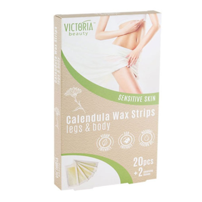 Victoria Beauty depiliacinės vaško juostelės kojoms ir kūnui, jautriai odai, 20vnt