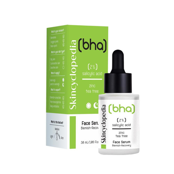 Skincyclopedia veido serumas riebiai odai su 2% Salicilo rūgštimi ir arbatmedžių aliejumi, 30ml