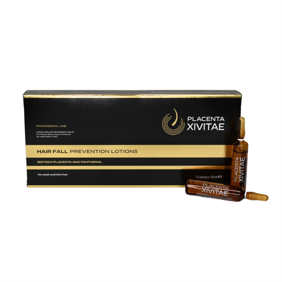 PLACENTA XIVITAE, plaukų losjonas su Biotehnologine placenta nuo plaukų slinkimo, 12 vnt., 10 ml