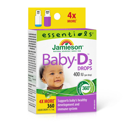 JAMIESON BABY-D, vitaminas D3, 400 TV (10 mcg), lašai kūdikiams, 11,4 ml paveikslėlis