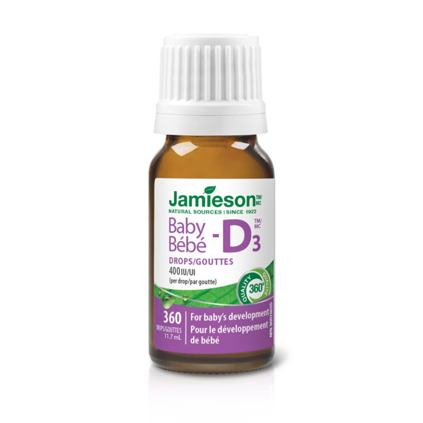 JAMIESON BABY-D, vitaminas D3, 400 TV (10 mcg), lašai kūdikiams, 11,4 ml paveikslėlis