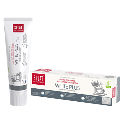 SPLAT PROFESSIONAL WHITE PLUS, Dantų pasta balinanti, emalio apsaugai, 100ml paveikslėlis