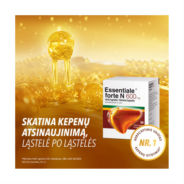ESSENTIALE FORTE N, 600 mg, kietosios kapsulės, N30 paveikslėlis