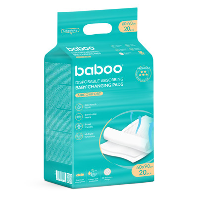 BABOO® AirComfort vienkartiniai pervystymo paklotai, 60x90 cm, 20 vnt