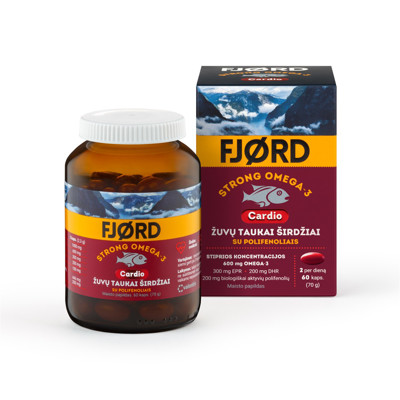 FJORD STRONG OMEGA-3 CARDIO, 60 kapsulių paveikslėlis