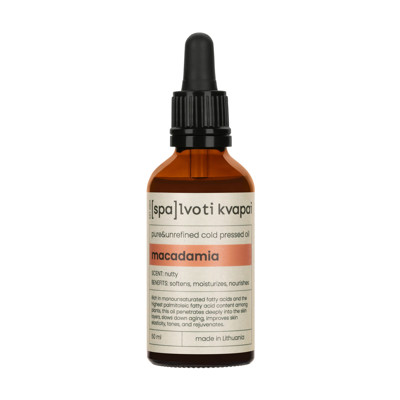 Spalvoti Kvapai Šalto spaudimo nerafinuotas grynas aliejus Macadamia, 50 ml