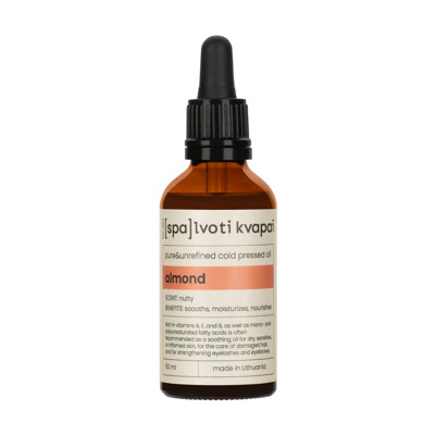 Spalvoti Kvapai Šalto spaudimo nerafinuotas grynas aliejus Almond, 50 ml