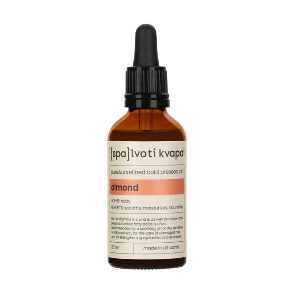 Spalvoti Kvapai Šalto spaudimo nerafinuotas grynas aliejus Almond, 50 ml