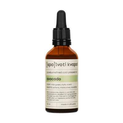 Spalvoti Kvapai Šalto spaudimo nerafinuotas grynas aliejus Avocado, 50 ml