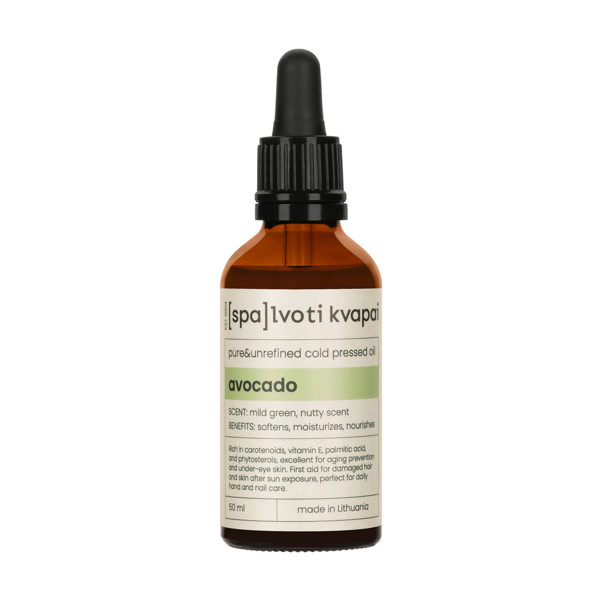 Spalvoti Kvapai Šalto spaudimo nerafinuotas grynas aliejus Avocado, 50 ml