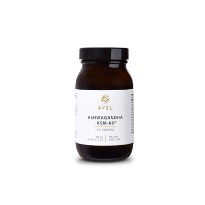 ASHWAGANDHA KSM-66, 90 kapsulių paveikslėlis