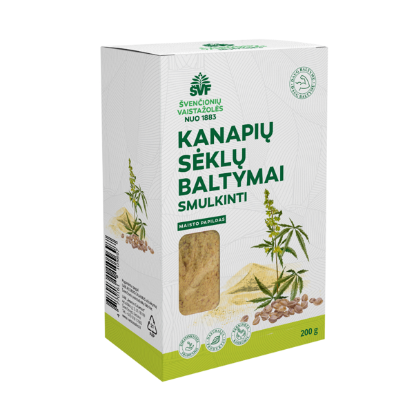 ŠVENČIONIŲ VAISTAŽOLĖS KANAPIŲ SĖKLŲ BALTYMAI, 200 g. miltelių paveikslėlis