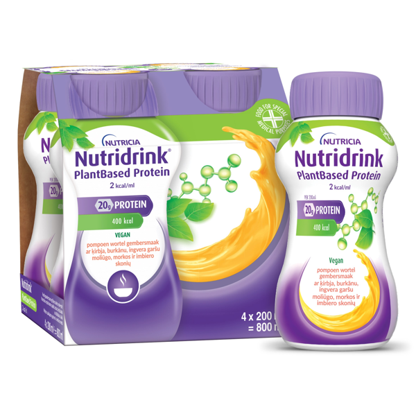 NUTRIDIRNK PLANTBASED,  moliūgo, morkos ir imbiero skonių 2,0 kcal/ml, 4x200ml  paveikslėlis