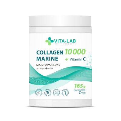 VITA-LAB Kolagenas marine10000+vitaminas C, 165g miltelių paveikslėlis