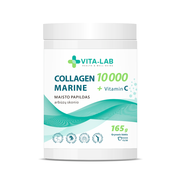 VITA-LAB Kolagenas marine10000+vitaminas C, 165g miltelių paveikslėlis