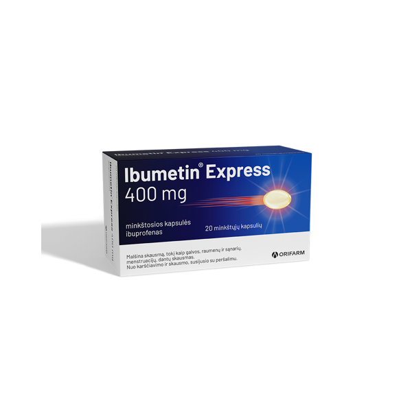 IBUMETIN EXPRESS, 20 minkštų kapsulių paveikslėlis