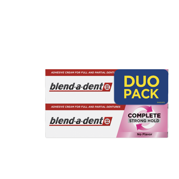 BLEND-A-DENT COMPLETE STRONG HOLD NO FLAVOR, Fiksuojamasis dantų protezų kremas, 47 g, 2 vnt.  paveikslėlis