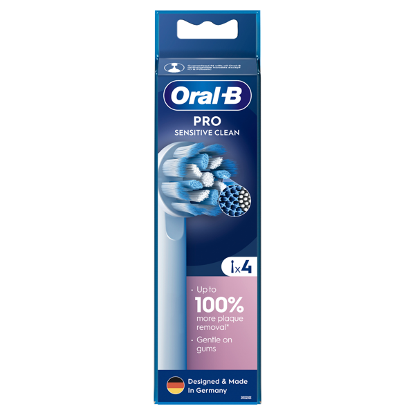 ORAL-B SENSITIVE CLEAN PRO, elektrinio dantų šepetėlio galvutės, 4vnt. paveikslėlis ORAL-B SENSITIVE CLEAN PRO, elektrinio dantų šepetėlio galvutės, 4vnt. paveikslėlis