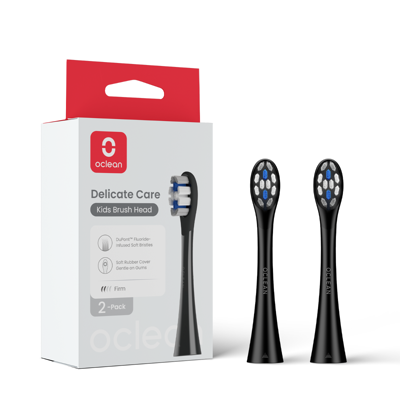 OCLEAN, elektrinio dantų šepetėlio Kids serijos juodos spalvos galvutės, 2 vnt. paveikslėlis