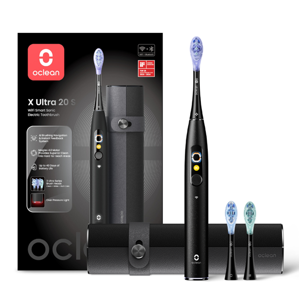 OCLEAN X ULTRA 20 S, išmanusis elektrinis dantų šepetėlis, juodos spalvos, 1 vnt. paveikslėlis