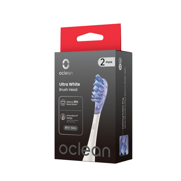 OCLEAN, elektrinio dantų šepetėlio Ultra White serijos baltos spalvos galvutės, 2 vnt. paveikslėlis