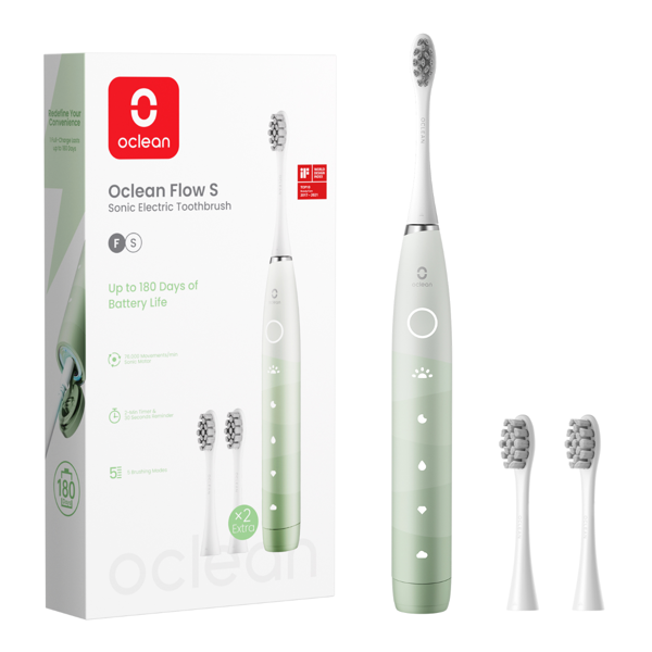 OCLEAN FLOW S, , elektrinis dantų šepetėlis, žalios spalvos, 1 vnt. paveikslėlis