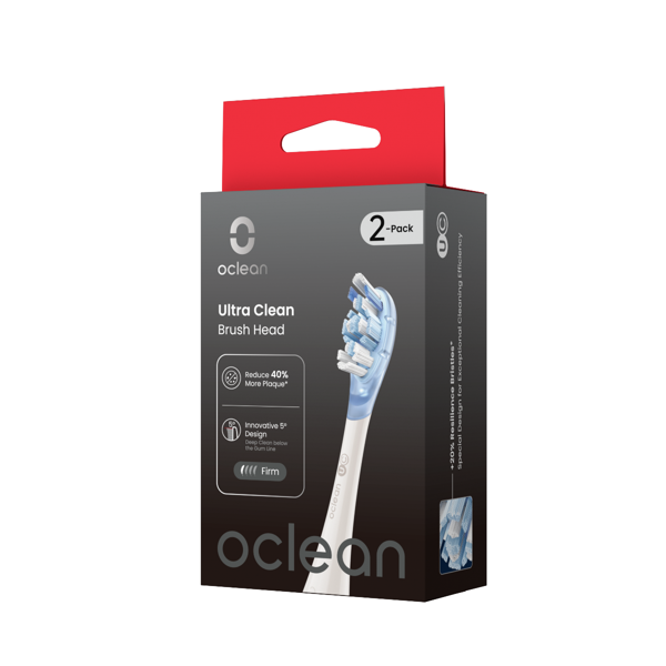 OCLEAN, elektrinio dantų šepetėlio Ultra Clean serijos baltos spalvos galvutės, 2 vnt. paveikslėlis