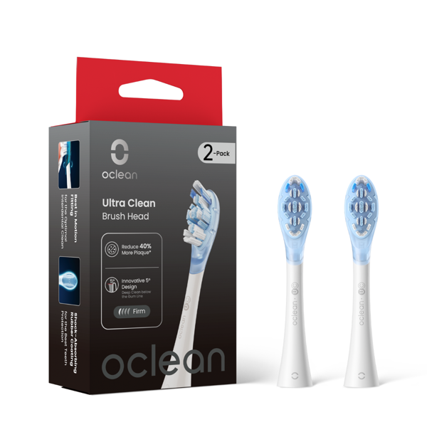 OCLEAN, elektrinio dantų šepetėlio Ultra Clean serijos baltos spalvos galvutės, 2 vnt. paveikslėlis