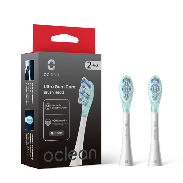 OCLEAN, elektrinio dantų šepetėlio Ultra Gum Care serijos baltos spalvos galvutės, 2 vnt. paveikslėlis
