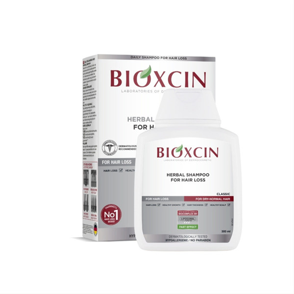 BIOXCIN, šampūnas nuo plaukų slinkimo normaliems, sausiems plaukams, 300 ml. paveikslėlis