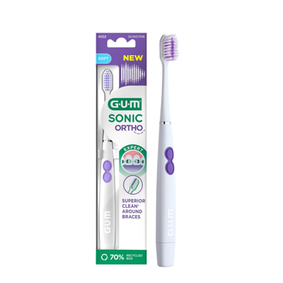 GUM SONIC ORTHO,  dantų šepetėlis su baterija, 1 vnt.  paveikslėlis