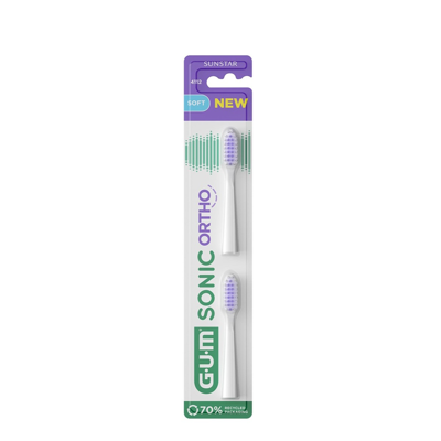 GUM SONIC ORTHO (4112), šepetėlio pakeičiama galvutė, 2 vnt. paveikslėlis