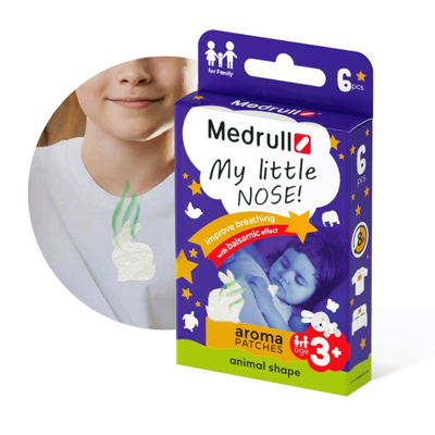 MEDRULL MY LITTLE NOSE ANIMAL SHAPE,  aromatiniai pleistrai, 6 vienetai paveikslėlis