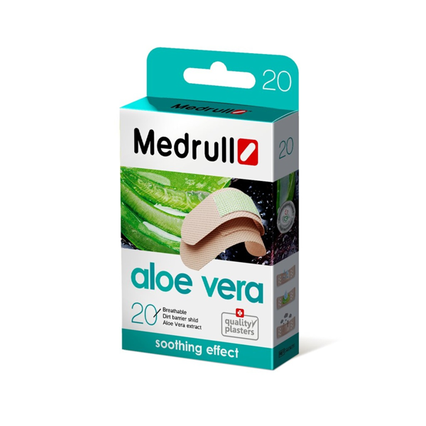 MEDRULL ALOE VERA,  pleistrai, 20 vienetų paveikslėlis MEDRULL ALOE VERA,  pleistrai, 20 vienetų paveikslėlis
