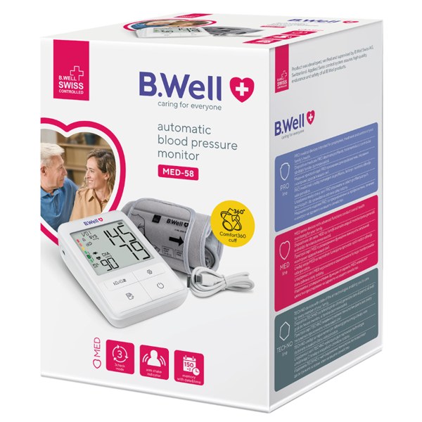 B.Well MED-58 automatinis kraujospūdžio matuoklis su Comfort360 manžete