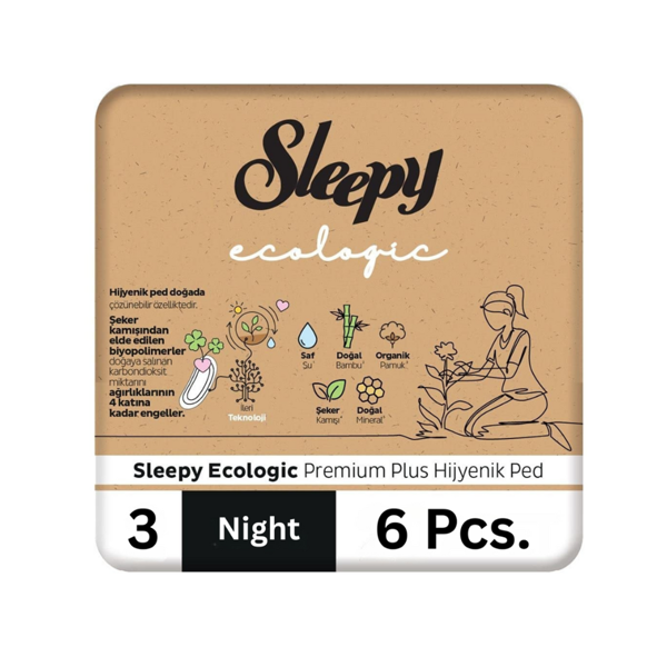 Sleepy “Ecologic” higieniniai paketai, 3 dydžio "Night", 6 vnt.