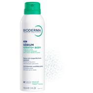 BIODERMA SEBIUM KERATO+ BODY, raminamasis kūno purškiklis nuo spuogų į aknę linkusiai odai, 150ml  paveikslėlis
