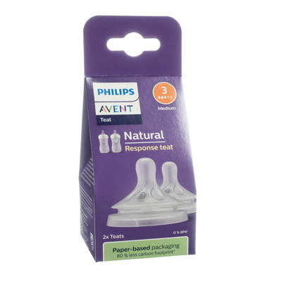 PHILIPS AVENT, silikoninis žindukas "Natural Response" (3 srauto, vidutinė tėkmė), nuo 1 mėn., SCY963/02, 2 vnt. paveikslėlis