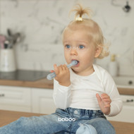 Baboo Silikoninis Pirmasis Šaukštelis Su Ilga Rankenėle, Mėlyna, 6+ Mėn