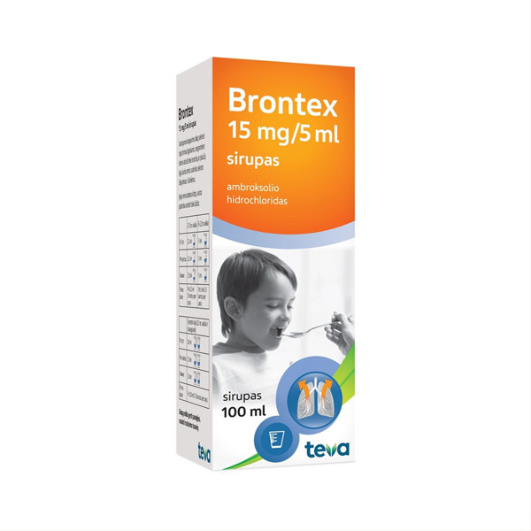 BRONTEX, 15 mg/5 ml, sirupas, 100 ml paveikslėlis