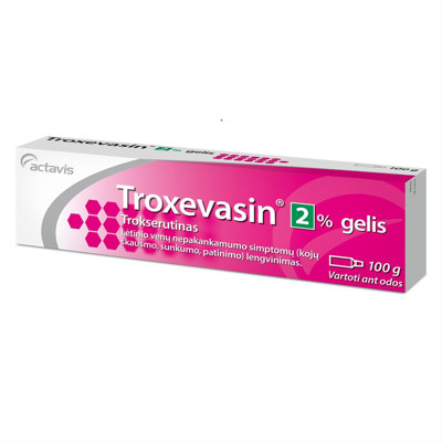 TROXEVASIN, 2 %, gelis, 100 g paveikslėlis