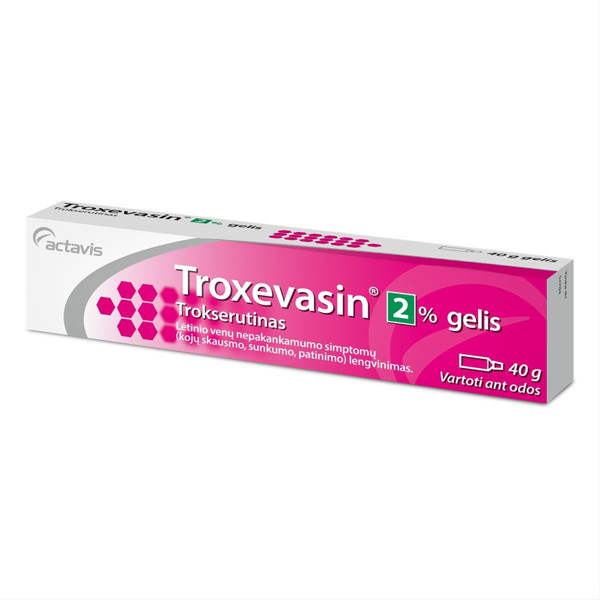 TROXEVASIN, 2 %, gelis, 40 g  paveikslėlis