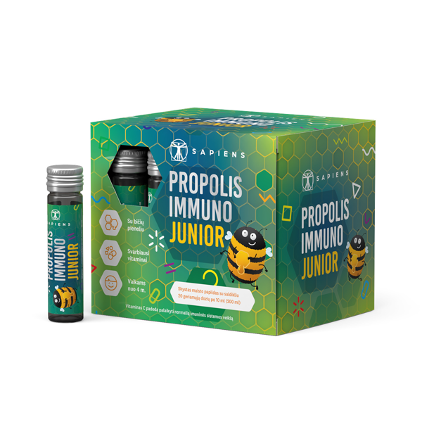 SAPIENS PROPOLIS IMMUNO JUNIOR, 12 ML, 20 geriamųjų dozių paveikslėlis