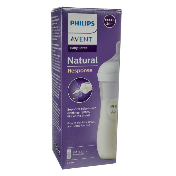 PHILIPS AVENT, buteliukas "Natural Response", su greitos tėkmės žinduku. SCY906/01, 330 ml paveikslėlis