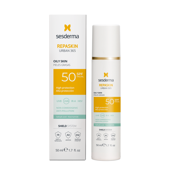 SESDERMA REPASKIN URBAN 365, apsauginis veido kremas mišriai riebiai odai, SPF50, 50ml paveikslėlis