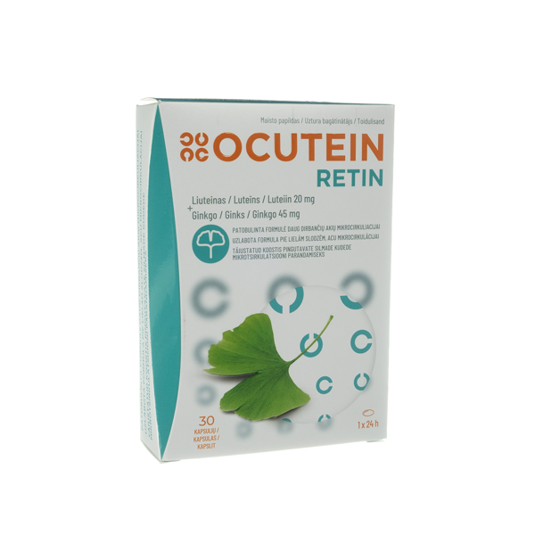 OCUTEIN RETIN LUTEIN 20 mg + GINKGO 45 mg, 30 kapsulių paveikslėlis