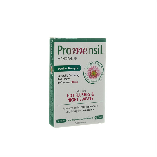 PROMENSIL MENOPAUSE DOUBLE STRENGHT, maisto papildai su raudonojo dobilo izoflavonais, 30 tablečių  paveikslėlis