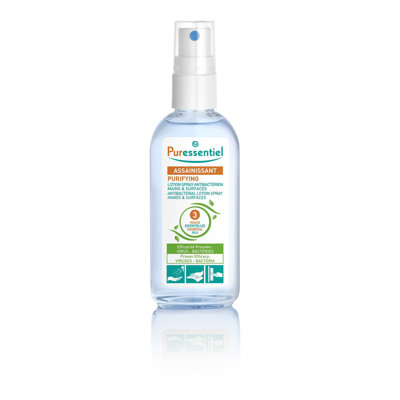 PURESSENTIEL, Antibakterinis purškiklis rankoms ir paviršiams, 80ml paveikslėlis