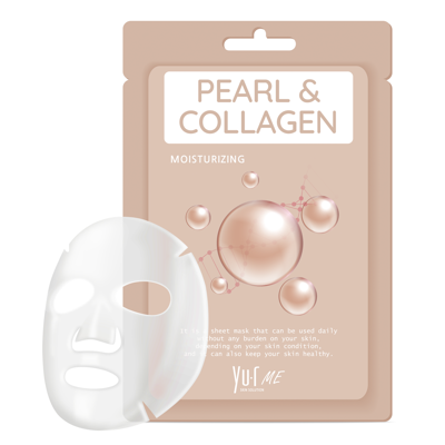 Yu.R Skin Solution Me Lakštinė veido kaukė su perlais ir kolagenu 1vnt (25g)